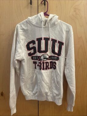 Champion White SUU T-Birds Hoodie with Black & Red Logo